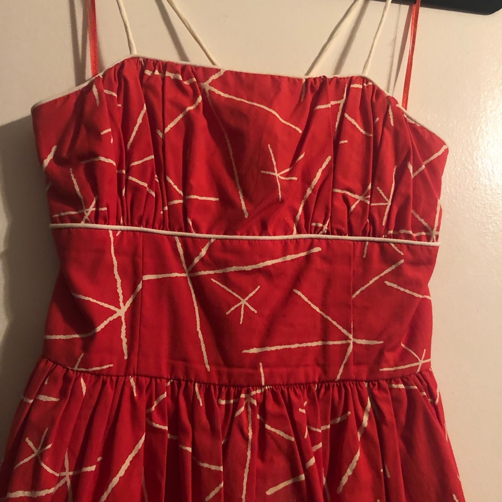 Anthropologie coral colored dress from NEW GIRL